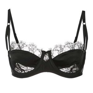 NWT KIKI DE MONTPARNASSE
LACE INSET BALCONETTE BRA IN BLACK - 34A